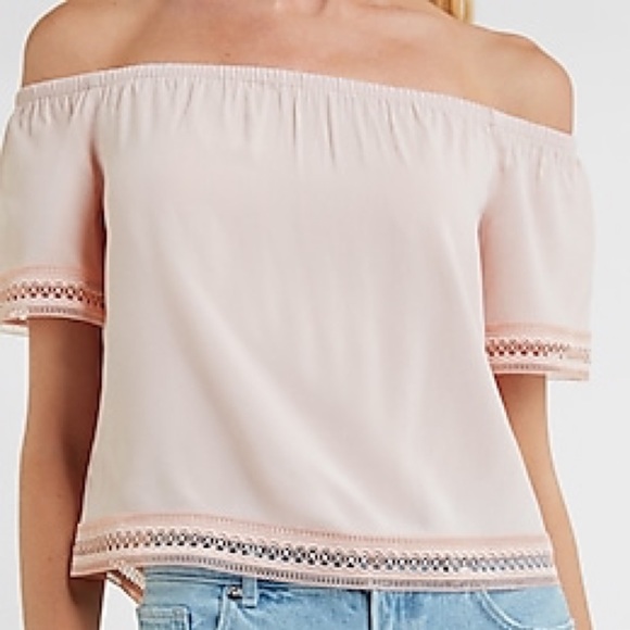 Express Off The Shoulder Lace Trim Top NWT - Picture 1 of 16